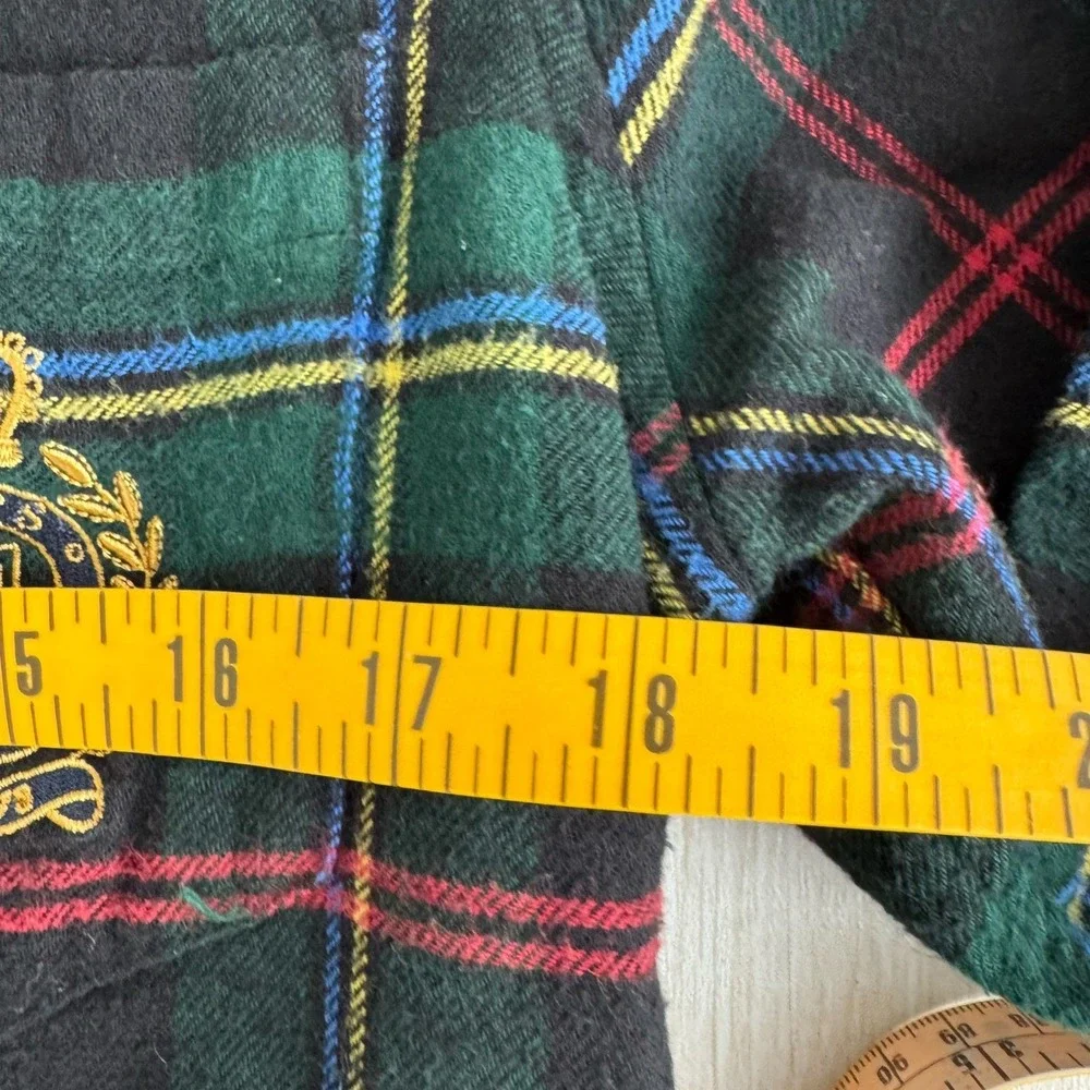 Chaps Pajama Set‎ Women Medium Green Red Black Tartan Plaid Flannel Holiday Cozy